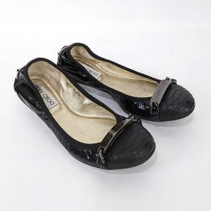 Jimmy Choo Embossed Patent Leather Ballet Flats